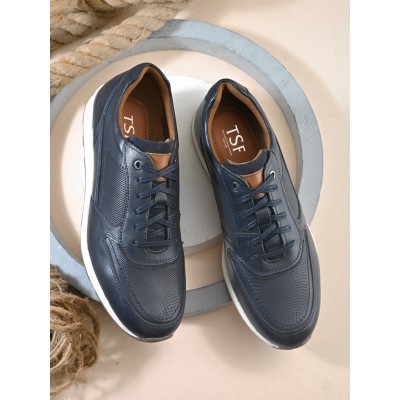 TSF Men's Navy Leather sneakers Shoes (LOMANI-01U-NAVY)